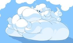 anthro cloud_humanoid falling_over female hyper_ass hyper_breasts hyper_thighs massive_ass massive_belly massive_breasts overweight skull_crushing_thighs ssbbw wide_hips x_no_na_x yosioka_san