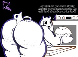 absurd_res anthro appliance apron apron_only ass big_butt bovid caprine cellulite clothing female food goat goat_mom handwear hi_res it_me_robin kitchen_appliance mammal meme oven oven_mitts pastry pie solo toriel undertale_(series)