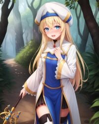 ai_generated blonde_hair blue_eyes goblin_slayer long_hair nature priestess priestess_(goblin_slayer) sebasmidi tunic