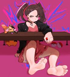 brown_hair clothing commission cyadraws feet feet feet_focus female female_focus female_only foot_fetish marnie_(pokemon) morpeko pokemon pokemon_(species) short_hair