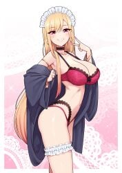 1girls big_ass big_breasts blonde_hair choker female female_only hourglass_figure human kitagawa_marin lingerie red_eyes solo sono_bisque_doll_wa_koi_wo_suru thighs virus-g