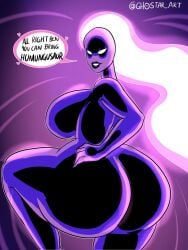 alien_girl anodite ben_10 big_breasts ghostar green_eyes looking_at_viewer looking_back looking_pleasured purple_body thick_thighs three_eyes