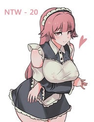 breasts maid ntw-20_(girls_frontline) pink_hair sad