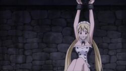 animated arms_above_head arms_up bondage bound bound_ankles bound_wrists busty chained_up cloth_gag fairy_tail female funny gag gagged lucy_heartfilia official_animation official_copyright restrained sound spread_legs spreading_legs tagme torture video