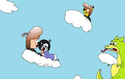 blowjob blue_sky cloud cuphead cuphead_(game) dragon fellatio female male oral oral_sex penis sucking sucking_penis