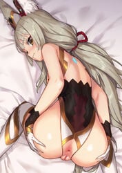 animal_ears anus ass ass_grab ass_in_face censored kawakami_rokkaku leotard nia nia_(blade) nia_(xenoblade) nopan puffy_pussy pussy pussy_lips thighhighs xenoblade_(series) xenoblade_chronicles_2