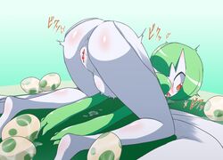 1girls 3_fingers ahe_gao all_fours anthro anus ass ass_up belly big_ass big_belly blush bottomless censored dress drooling egg egg_laying eggs feet female female_only flat_chest gardevoir green_hair green_skin heart heart_censor japanese_text neichii nintendo no_breasts open_mouth pokemon pokemon_(species) pokemon_egg pokemon_rse pregnant pussy pussy_juice red_eyes rolling_eyes saliva shiny shiny_hair shiny_skin short_hair solo stomach_bulge tears text thick_thighs tongue tongue_out top-down_bottom-up translation_request trembling two-tone_skin wet white_skin