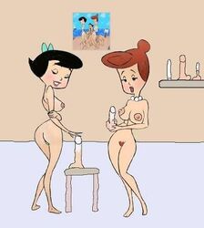 betty_rubble female hanna-barbera human jab multiple_females multiple_girls nipples the_flintstones wilma_flintstone