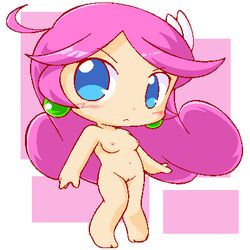 ahoge areolae blush chibi earrings nipples pink_hair pussy puyo_puyo puyo_puyo_fever raffina_(puyo_puyo) sega