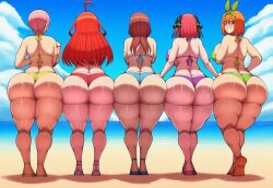 5girls ai_generated ass_chart ass_comparison ass_focus back_view big_ass big_breasts fat_ass from_behind go-toubun_no_hanayome hips_wider_than_shoulders huge_ass massive_ass nakano_ichika nakano_itsuki nakano_miku nakano_nino nakano_yotsuba nini_mihy novelai take_your_pick thick_thighs wide_hips wide_thighs