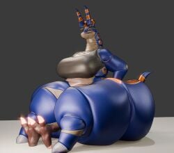 3d 3d_(artwork) 3d_model anaroth anthro ass belly belly_button big_ass big_belly big_breasts breasts fat fat_ass female hat huge_breasts large_ass large_breasts obese oc overweight overweight_female palmtreerothic pokemon pokemon_(species) revytea_(modeler) revyteachai scolipede sitting sitting_on_person thick_ass thick_thighs thighs