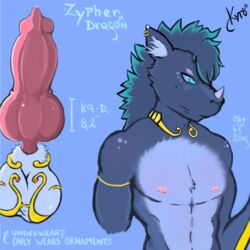 abs anthro balls blue_eyes canine dragon egyptian emperor erection fluffy fur horn knot kyto_(artist) kyto_(disambiguous) male mammal muscular nipples nude ornaments penis red_rocket rhinoceros simple_background smile solo tattoo wet yaoi zypher