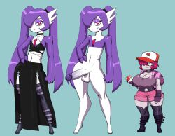 alpha_gardevoir alpha_pokemon big_penis character_sheet darkeros13 dress erection femboy flat_chest gardevoir gaz_membrane hand_on_hip hung_femboy hung_trap large_breasts large_penis male_gardevoir mini_giant pokemon pokemon_trainer_(cosplay) reference_image size_difference smooth_balls smooth_penis stockings twintails velvet_(marisfaraway)