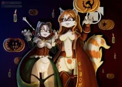 2girls alisa alisa_berezova animal badger blue_eyes brown_fur brown_hair communism crossover ear eggman_logo elisa elisa_von_stangen feline fur furry furry_badger furry_cat furry_female glasses glasses_on_face gown halloween hearts_of_iron_4 marelet_artist naked_tits nipples panties_pulled_down pants_down pussy pussy_hair red_fur red_hair smiley_face smo;e sonic_(series) sonic_oc sons_of_mobius star_(symbol) tail tremere tummy vagina vampire vampire_the_masquerade ventrue white_fur world_of_darkness yellow_eyes yuri