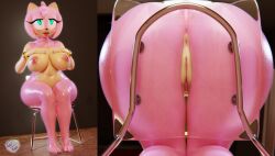 3d 3d_(artwork) absurd_res ahegao amy_rose anthro anus breasts butt chair digital_media_(artwork) eulipotyphlan female female_only furniture genitals glass_chair hedgehog hi_res looking_pleasured mammal sega solo sonic_(series) sonic_the_hedgehog_(series) tavitush vulva