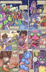 2025 absurd_res alien ambiguous_gender anthro_to_inanimate aquatic blonde_hair blue_body breasts christmas christmas_tree clothing clothing_transformation comic dialogue digital_media_(artwork) english_text eyewear female fish footwear genitals gift glasses group gun hair hi_res holding_gun holding_object holding_plushie holding_ranged_weapon holding_weapon holidays human humanoid humanoid_to_inanimate inanimate_transformation jackie_applin lienna_arara lips living_onahole mammal minepta_podena navel night nipples onahole_transformation outside pink_hair plant plushie putting_on_socks ranged_weapon round_glasses santa_dress sex_toy_transformation shark shoes smile sock_transformation tail text thick_lips transformation tree veeness vulva weapon wheover