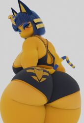 anaroth animal_crossing ankha ankha_(animal_crossing) ass big_breasts breasts cat_girl catgirl egyptian feline furry gym gym_uniform large_ass nintendo palmtreerothic thick_ass thick_thighs thighs workout_clothes