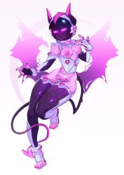 astronaut breasts cleavage_cutout clothing cutout demon demon_humanoid dragoumare energy_wings female fingerless_gloves gloves glowing glowing_eyes handwear hi_res horn humanoid legwear leotard nipples pink_body pink_eyes pubic_tattoo shadow_face simple_background skindentation solo space spacesuit spade_tail stirrup_legwear stirrup_stockings stockings tail tattoo thigh_highs translucent translucent_clothing unusual_anatomy unusual_wings wide_hips wings