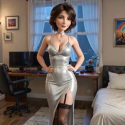 ai_generated animated ass aunt_cass big_hero_6 breasts dress looking_at_viewer marvel stockings walking