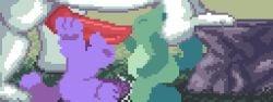 ambiguous_gender animated bodily_fluids cum cum_inside digital_media_(artwork) ejaculation feral genital_fluids genitals group inflation interspecies male male/ambiguous penile penis penis_milking pixel_(artwork) pixel_animation prettyjelly slime translucent trio zoophilia