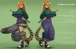 1futa absurd_res age_difference anthro balls big_balls big_breasts big_penis blue_eyes breasts bulge character_name cheetah clothing detailed_bulge domestic_cat dress elizabeth_cavendish_(itsnafulol) eyewear feet felid feline felis female footwear fur futanari genital_outline genitals glasses green_clothing green_shirt green_topwear gynomorph hair hi_res high_heels huge_breasts humanoid_genitalia humanoid_penis hung_futa intersex large_penis larger_female long_hair mammal markings mature_female model_sheet older_female orange_hair penis penis_outline shirt shoes size_difference solo spots spotted_body spotted_fur sweater tail text thick_thighs tight_clothing topwear torn_clothing turtleneck umbraunderscore vein veiny_penis wide_hips yellow_body yellow_fur