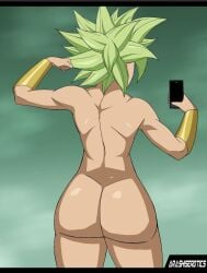 arashisart ass ass_focus caulifla dragon_ball dragon_ball_super dragon_ball_z female_focus female_only flexing green_hair kale kale_(berserker) kefla legendary_super_saiyan muscular_female nude nude_female super_saiyan super_saiyan_2