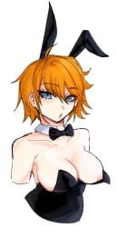 2026 artist_self-insert artist_upload bigoldstinker blush blushing_at_viewer boobs_out bow bowtie_collar breasts bunnysuit cleavage high_quality highres ibispaint_(artwork) ibispaintx looking_at_viewer medium_breasts nipples nsfw oc original original_artwork original_character pink_nipples self_insert self_upload short_hair shy_expression surprised_expression transparent_background