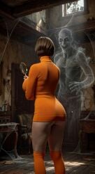 ai_generated animated ass bouncing_breasts ghost massive_breasts micro_dress monster no_bra no_panties running_away scooby-doo sweater tagme velma_dinkley video