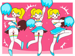 rhythm_heaven cheerleaders cheerleader 3girls female female_only female_focus cheerleader_uniform cheerleader_outfit breasts boobs nipples areolae exposed_pussy exposed_breasts sarikyou textless