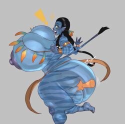 1girls ass_grab avatar female female_only flamingsanity gigantic_ass gigantic_breasts huge_ass huge_breasts hyper na'vi side_view standing