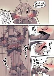 2_antennae 3_fingers 3_toes 4_panel_comic 5_panel_comic absurd_res animal_feet animal_genitalia animal_hands animal_penis antennae_(anatomy) anthro aroused aroused_female aroused_male aroused_smile ass bar_emanata belly_stripes blush blush_lines bodily_fluids bolt_emanata censor_removal_edit changing_table claws closed_eyes comic countershade_body countershade_face countershade_neck countershade_scales countershade_torso countershading cum cum_in_mouth cum_inside cutaway dialogue digital_drawing_(artwork) digital_media_(artwork) dino_evergreen dinosaur direction_lines dromaeosaurid drooling duo ejaculation elemental_creature elumagedosuko emanata fan_character feet fellatio female finger_claws fingers first_person_view flora_fauna flower flower_on_body furniture generation_2_pokemon generation_3_pokemon genital_fluids genitals glistening glistening_body glistening_butt glistening_eyes glistening_face grovyle hallux happy head_leaf hi_res humanoid_hands japanese_text kneeling kneeling_oral_position leaf leaves_on_arms leaves_on_body licking looking_at_another looking_at_partner looking_pleasured male male/female maya_leafwing meganium monochrome motion_lines motion_outline multicolored_face navel nintendo nodding nodding_head nude nude_female nude_male on_table open_mouth open_smile oral oral_penetration orgasm parallel_speed_lines path_lines penetration penile penis penis_in_mouth penis_lick petals plant pokemon pokemon_(species) pokemorph prehistoric_species pupils reptile saliva saliva_string saurischian sauropod sauropodomorph scales scalie semi-anthro sex short_comic simple_background sitting sitting_on_table small_pupils smile speech_bubble speed_lines sweat sweatdrop table tapering_penis text theropod third-party_edit toe_claws toes tongue translation_request
