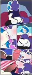 absurd_res anthro clothing comic equid fellatio female french_kissing friendship_is_magic hi_res horn kissing mammal my_little_pony oral panties penile penis rarity_(mlp) sex smooth_skin spunkubus underwear unicorn vinyl_scratch_(mlp)