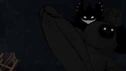 1futa ballsack black_body black_fur breasts furry furry_futa futanari karelia_(acerattman) karelia_futanari_(acerattman) massive_ass massive_breasts musky_ass musky_balls musky_butt musky_cock piercing piercing_bulge piercing_on_balls piercing_on_penis piercings piercings_everywhere piercings_on_nipples smelly_cock smiler_(the_backrooms) stinky_penis truemuffin vrchat white_eyes white_teeth