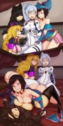 1futa 3girls ahe_gao areolae ass black_hair black_hair_bottom blake_belladonna blindfold blush breasts cleavage clothed_sex clothing cosplay crotchless dark_magician_girl_(cosplay) domination embarrassed erection fate_(series) female female_with_female florence_nightingale_(fate)_(cosplay) futa_on_female futa_with_female futanari halloween high_heel_boots high_heels human large_ass large_breasts light_hair_on_dark_hair neon_genesis_evangelion nier:_automata nipples open_mouth penis penis_out rei_ayanami_(cosplay) ruby_rose rwby shaved_crotch small_breasts standby stockings sweat team_rwby thighhighs tongue tongue_out uncensored veiny_penis weiss_schnee white_hair white_hair_on_black_hair white_hair_top yang_xiao_long yorha_2b_(cosplay) yu-gi-oh!