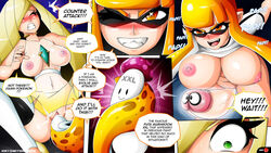 2girls absurd_res absurdres aether_foundation anthro areolae ass attack big_breasts blonde_hair breasts breasts_out catfight cephalopod cephalopod_humanoid comic dialogue female fight fighting final_destination from_behind futanari half-closed_eyes highres human humanoid inkling inkling_girl intersex kaori_(splatoon) large_breasts lusamine_(pokemon) magic_penis mask_(marking) mostly_nude nihilego nipples orange_eyes orange_hair penetration penis pointy_ears pokemon pokemon_sm pokephilia pussy revenge sex sexfight splatoon squid super_smash_bros. tentacle tentacle_hair text thick threesome vagina vaginal_penetration witchking00 yuri