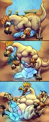 alterryx capcom comic crystal dinosaur feral growth hi_res hyper kulu_ya_ku macro male male_only monster_hunter monster_hunter_world muscle_growth penis_growth raptor theropod video_games