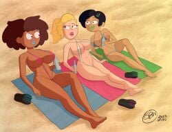 2023 3girls amphibia anne_boonchuy arm_support artist_signature ass barefoot beach beach_towel big_breasts big_lips bikini bottle breasts bunbunmuffinart bunbunmuffins busty colored_lipstick commission curvaceous dark_skin disney disney_channel fair_skin feet female female_only flip_flops friends hourglass_figure light_skin lipstick marcy_wu micro_bikini multiple_females multiple_girls sand sandals sasha_waybright sitting skimpy skimpy_bikini straight_hair sunbathing swimsuit toes trio trio_focus v_string_bikini voluptuous