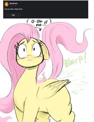 accidental_fart elewdfurs embarrassed fart fluttershy_(mlp) my_little_pony tagme