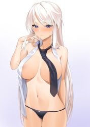 1girls absurd_res absurdres areolae arm_behind_back azur_lane bare_arms bare_belly bare_breasts bare_chest bare_hands bare_hips bare_legs bare_midriff bare_navel bare_shoulders bare_skin bare_thighs bare_torso belly belly_button black_necktie black_panties black_underwear blush blush_lines blushing_at_viewer blushing_female breasts cleavage collarbone dot_nose elbows embarrassed embarrassed_female embarrassed_nude_female enterprise_(azur_lane) exposed exposed_arms exposed_belly exposed_breasts exposed_legs exposed_midriff exposed_shoulders exposed_thighs exposed_torso female female_focus female_only fingernails fingers gradient_background groin half_naked hand_behind_back high_resolution highres large_breasts legs legs_together light-skinned_female light_skin long_hair looking_at_viewer lordol naked naked_female navel necktie nude nude_female panties purple_eyes purple_eyes_female pussy shoulders simple_background slender_body slender_waist slim_girl slim_waist solo standing stroking_hair sweat sweatdrop thick_thighs thighs thin_waist topwear underwear upper_body v-line white_background white_eyebrows white_hair white_hair_female white_topwear