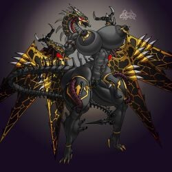 abs black_skin chaos_(warhammer) daemon_engine heldrake hyper_breasts rashchaos warhammer_(franchise) warhammer_40k