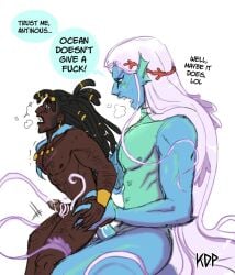 anal anal_sex angry angry_face antinous antinous_(epic_the_musical) blue_skin cum cum_in_ass dark_skin dreadlocks epic_the_musical gay gay_sex greek_god greek_mythology hate_fuck hate_sex homosexual kdpartworks poseidon poseidon_(epic_the_musical) size_difference