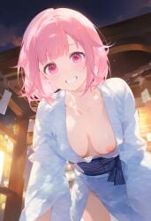 1girls ai_generated areola areolae big_breasts blush blush breasts breasts breasts breasts_out cleavage clothed clothing female female_focus female_only high_resolution highres looking_at_viewer naked nipples ootori_emu partially_clothed partially_clothed_female partially_nude partially_undressed pink_eyes pink_hair pov project_sekai solo solo_female solo_focus tits_out yukata