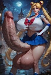 ai_generated ascentina bishoujo_senshi_sailor_moon clothing futa_only futanari gigantic_breasts sailor_moon skirt solo tagme