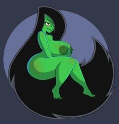 adma228 admansfwstuff areolae big_breasts black_hair breasts danny_phantom desiree female green_skin nipples nude red_eyes solo