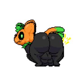 2018 alpha_channel animated ass backsack balls black_body bouncing_balls feline flora_fauna male male_only mammal pixel_art plant plant_humanoid pumkat pumpkin pumpkin_head simple_background solo_male superiorfox transparent_background twerking