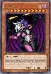 1futa 3_eyes areola balls bat_wings blue_hair breasts card crotchless curvy erect_nipples erection futa_only futanari gray_hair green_eyes huge_breasts intersex large_penis monster_girl nipples no_bra orange_eyes penis penis_out pink_skin smile solo_futa tongue tongue_out wings yu-gi-oh! yu-gi-oh!_gx yubel