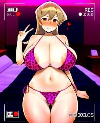 1girls ai_art ai_generated alexis_rhodes animal_print bedroom bikini blush breasts cameltoe hairy huge_breasts leopard_print love_hotel nai_diffusion novelai pubic_hair pussy_hair recording self_upload sweat sweatdrop tenjouin_asuka yu-gi-oh! yu-gi-oh!_gx