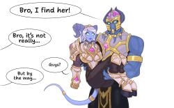 1girls 2boys 2boys1girl alien artanis big_breasts blue_body blue_eyes blue_skin comic comic_page draenei femsub heroes_of_the_storm horns image_set protoss spacemaxmarine starcraft starcraft_2 warcraft yrel