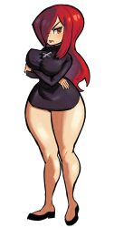 artist_request black_dress parasoul red_hair skullgirls