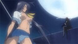 animated animated_gif breasts exposed ikkitousen kanu_unchou large_breasts long_hair nipples panties sagging_breasts screencap screenshot skirt torn_clothes underwear upskirt white_panties